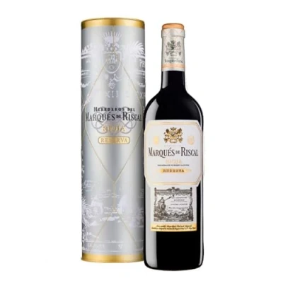 Imagen de Marques de Riscal Vino Tinto Reserva Denominación Origen Calificada Rioja, Variedad Tempranillo, 24 Meses en barrica, Botella individual con cánister 750 ml