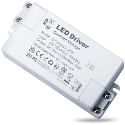 Imagen de REYLAX Transformador 220V a 24V, Driver LED 30W, 24V 1250mA, Fuente de Alimentacion Voltaje Constante, Controlador Bajo para Tiras Luces y Lámpara