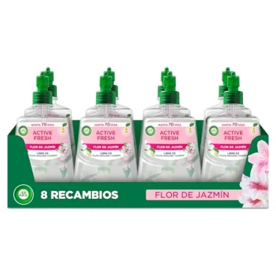 Imagen de Air Wick Active Fresh Spray Automatico Sin Aerosol Ambientador para casa con aroma a Flor de Jazmín Pack 8 Recambios (228mlx8)