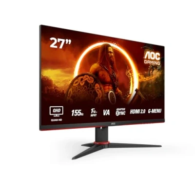 Imagen de Monitor gaming AOC Q27G2E/BK, 27 &quot;, QHD, 1ms, 155 Hz, 2x HDMI, 1x DisplayPort, Freesync premium, VA, Negro, Rojo