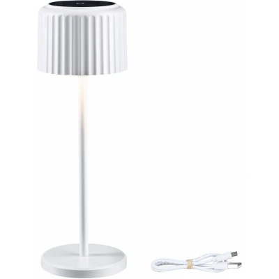 Imagen de Paulmann 94879 luminaria solar LED alimentada por pilas, IP44 2700 K, batería USB C blanca, de mesa portátil