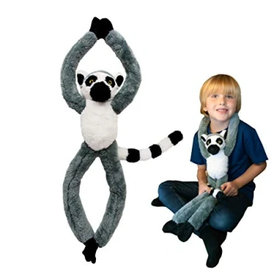 Imagen de EcoBuddiez Tree Huggers Lémur de Cola anillada Deluxebase. Peluche Colgante y ecológico 72cm, Hecho Botellas plástico recicladas. Regalos Originales para Bebes Recien Nacidos niños