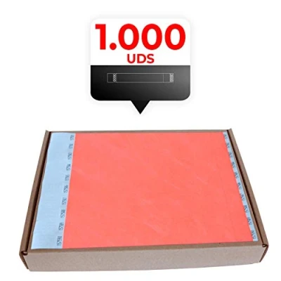 Imagen de MP Tyvek Pulseras 1000 unidades para Eventos, Color Coral