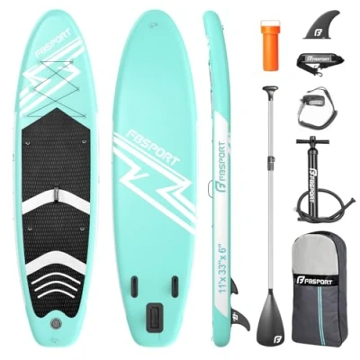 Imagen de FBSPORT Tablero Sup Inflable, Stand Up Paddle Board, Vertical Inflable para Remo de 15cm Espesor, Kit deTablero Surf con Aluminio Ajustable + Bomba(Green)