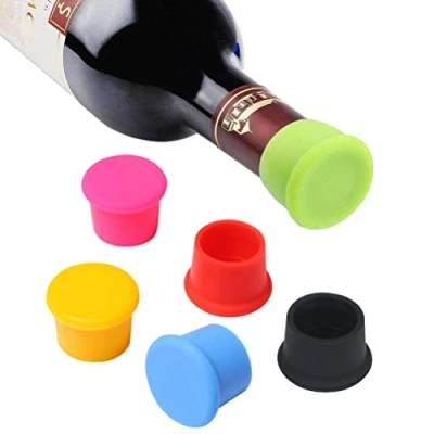 Imagen de Vicloon Tapones para Botellas de Vino,6Pcs Silicona Botella Vino Reutilizable Tapa Vino/Sellador Cerveza Cubierta