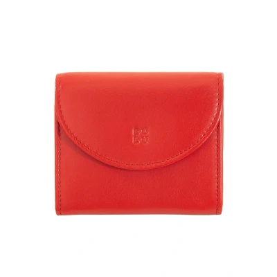 Imagen de DUDU Mini Cartera de Mujer en Piel Genuina con Cremallera, Cierre Botón, Billetera Compacta Colores Rojo Fuego