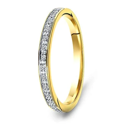 Imagen de MIORE anillo de eternidad para mujer en oro amarillo 9 kt 375 con diamantes 0,05 quilates