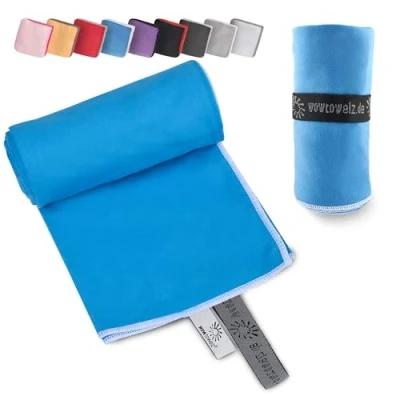Imagen de Wowtowelz toalla de microfibra compacta, viaje, deporte, gimnasio, playa, baño, ligera y secado rápido, (azul, 90 x 60 cm)