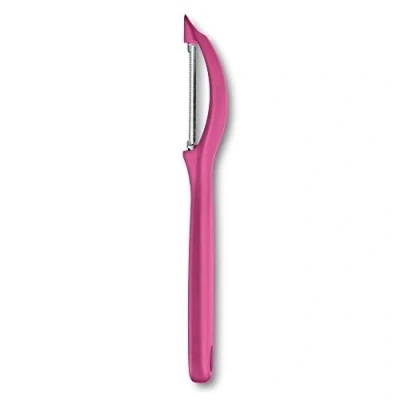 Imagen de Victorinox Pelador universal con hoja oscilante, filo dentado y corte bidireccional, fabricado en acero inoxidable, apto para el lavavajillas de color rosa