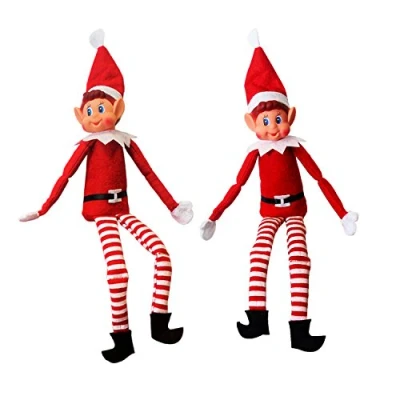 Imagen de Elves Behavin&#039; Badly Elf Papá Noel Elfo de Vinilo Suave Pierna Larga con Sombrero y Etiqueta, Color Rojo, 48 (PMS International 13056)