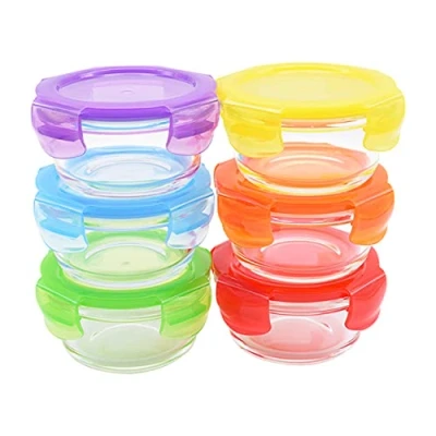 Imagen de ARSUK Recipientes para Comida de bebé, Contenedores conservación alimentos, Refrigerar y Microondas,100% a Prueba Fugas sin BPA (6 piezas 200ml)