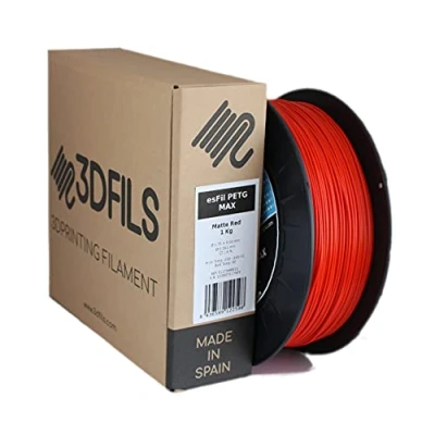 Imagen de 3DFILS Filamento PETG Rojo Mate para impresión 3D (1,75 mm / 1 Kg, Mate)