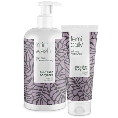 Imagen de Set de 2 para la higiene íntima las mujeres Jabón Íntimo 500 ml y Gel vaginal 100 Diseñado combatir el picor, sequedad los olores no deseados en zona Vegano