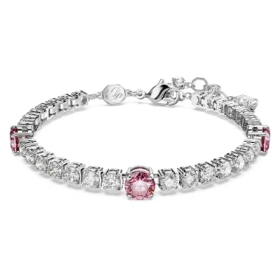 Imagen de Swarovski Pulsera Matrix Tennis, Circonita, Rosa, Baño de Rodio
