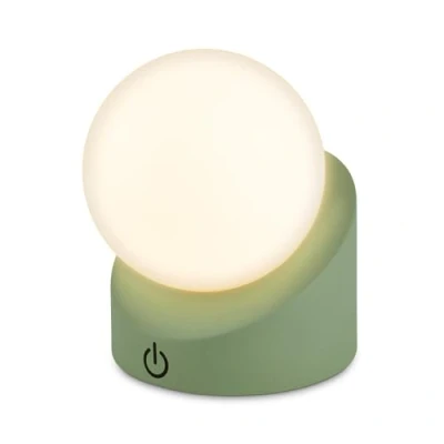 Imagen de BRILONER Mini lámpara LED de sobremesa inalámbrica IP54 táctil, regulable por etapas, batería recargable y fuente luz intercambiable, mesilla noche, bola, 10x8x9 cm, verde