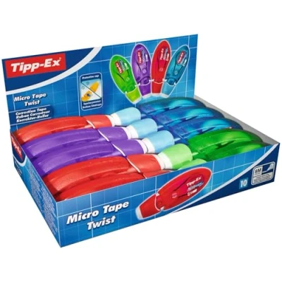 Imagen de Tipp Ex Micro Tape Twist Cintas Correctoras 8 m x 5 mm colores Surtidos, Caja de 10 unidades