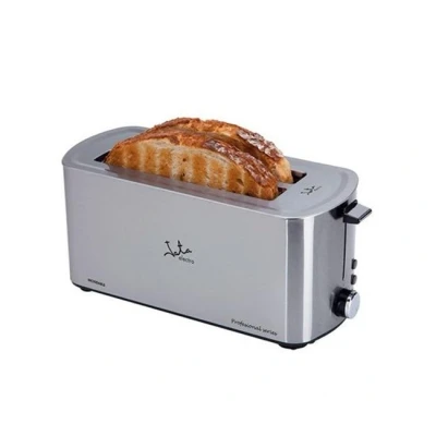 Imagen de Jata TT1046 Tostadora de Boca Ancha Inox, Dos ranuras 255 mm x 40 mm, 5 posiciones tostado, Centrado automático del pan, Cuerpo toque frío, Descongela, Recogemigas, Mantiene Calor, 1400 W