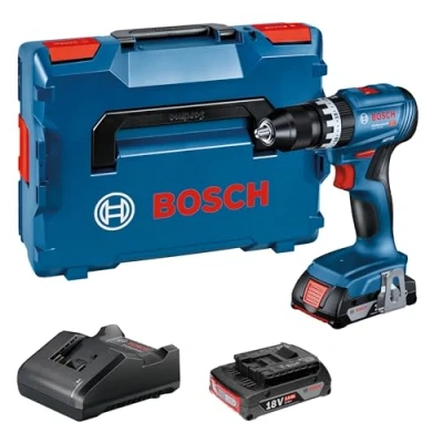 Imagen de Bosch Professional 18V System GSB 45 Taladro percutor a batería (45 Nm, 1900 rpm, 2 baterías x 2.0Ah, en L BOXX)