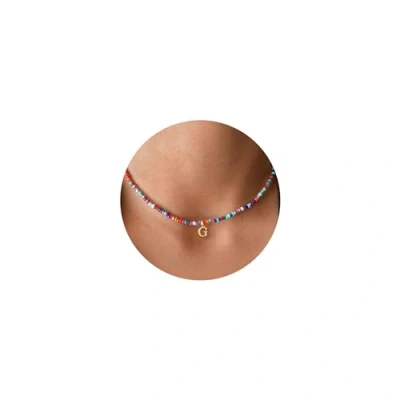 Imagen de TINGN Collares coloridos con inicial de cuentas para niñas y mujeres, gargantilla hecha a mano, collar bohemio inicial, joyería niñas, adolescentes, regalos cumpleaños