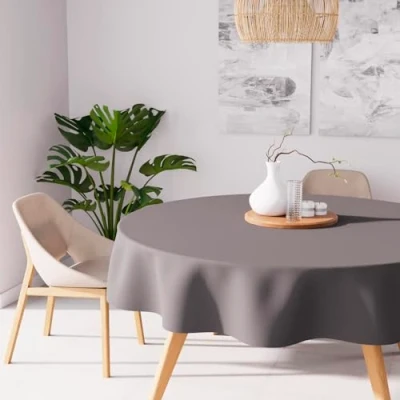 Imagen de Soleil d&#039;ocre Mantel Antimanchas Alix Redondo, Gris, Diametre 180 cm