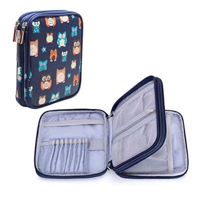 Imagen de Teamoy Kits de Ganchillo Estuche para Crochet Organizador Agujas Bolsa Herramientas Juego del Ganchos (No incluido ningún accesorio), Búhos