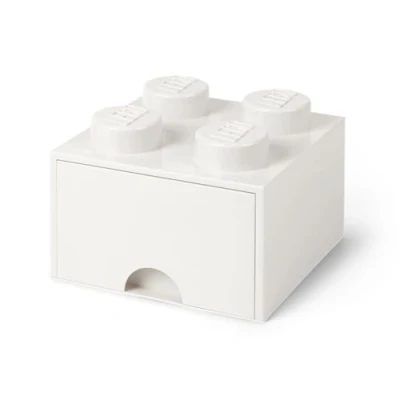 Imagen de Room Copenhagen 40051735 Lego Ladrillo 4 pomos, 1 cajón, Caja de almacenaje apilable, 4,7 l, blacno, 25 x 18 cm