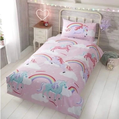 Imagen de Rapport Little Unicorn Juego de Funda edredón para Cama Individual, poliéster, Rosa, 135 x 200 cm y 1 Almohada 50 75