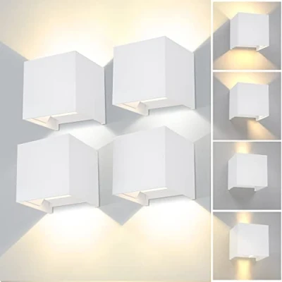 Imagen de CANMEIJIA Aplique Pared Exterior 12W Impermeable IP65 Lampara de Interior Luz Cálida 3000K Ángulo ajustable Lámpara Blanco para Porche Salón Dormitorio