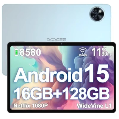 Imagen de DOOGEE U11 Android 15 Tablet 11 Pulgadas, Octa Core, 16GB RAM+128GB ROM/1TB TF, HD IPS Pantalla/90Hz, 8580mAh Batería,WiFi 2.4/5GHz / Widevine L1 /5MP+13MP Facial ID/GMS/BT5.0/3.5mm Jack