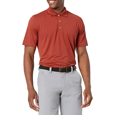 Imagen de Amazon Essentials Polo de Golf Secado Rápido Ajuste Normal colores interrumpidos Hombre, Rouille, XS
