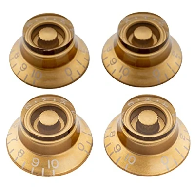 Imagen de Musiclily Pro Tamaño Métrico 18 Splines Botones de Potenciómetros Sombrero Perillas para Asia Import Guitarra o Bajo Split Shaft Pots, Oro(Juego 4)