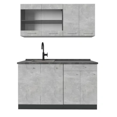 Imagen de Vicco Cocina para Solteros R Line, Hormigón/Antracita, 140 cm sin encimera