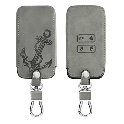 Imagen de kwmobile Funda Compatible con Renault Llave de Coche Smart Key 4 Botones (Solo Keyless Go) Case Piel Nobuck sintética para Mando Ancla Vintage Gris