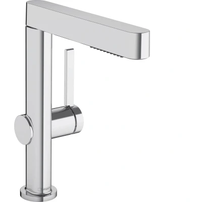 Imagen de hansgrohe Finoris grifo lavabo con vaciador Push Open, ducha extraíble (2 tipos de chorro), monomando 229 mm, mezclador ahorro agua (EcoSmart), cromo, 76063000