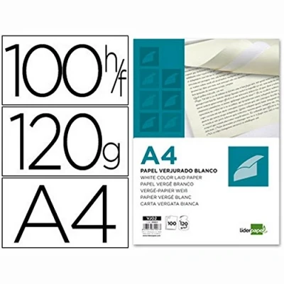 Imagen de Papel verjurado liderpapel a4 120g/m2 blanco paquete de 100 hojas