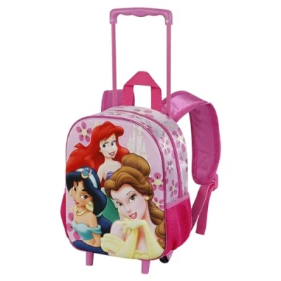 Imagen de Disney Princesas Mochila 3D con Ruedas Pequeña, 26 x 34 cm, Capacidad 12.5 L, Rosa