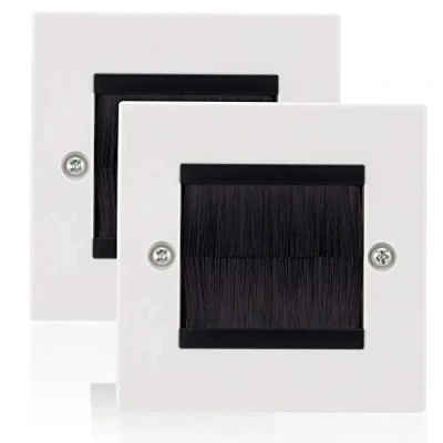 Imagen de NOVAATO Pasacables Pared, 2 Embellecedores Cables, Tapa Agujeros con Cepillos, Canaletas Antisuciedad, Organizador para Todo Tipo de Medida Standard 8.6 x 1 cm Blanco y Negro