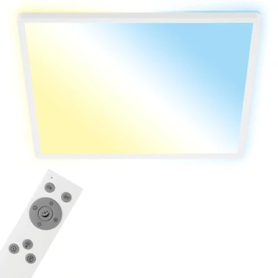 Imagen de Briloner Luz de techo LED inteligente, lámpara salón WiFi, efecto retroiluminado, control temperatura color, regulable con mando a distancia, por voz, panel