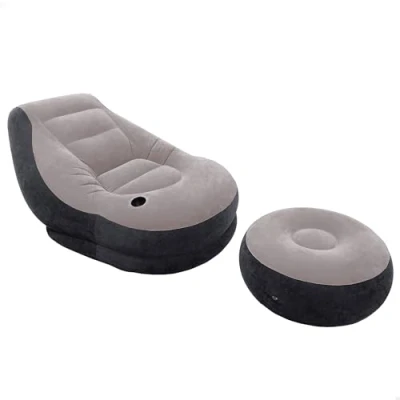 Imagen de Intex Sillón + reposapiés hinchables 99x130x76 64x28 cm, Gris (68564)