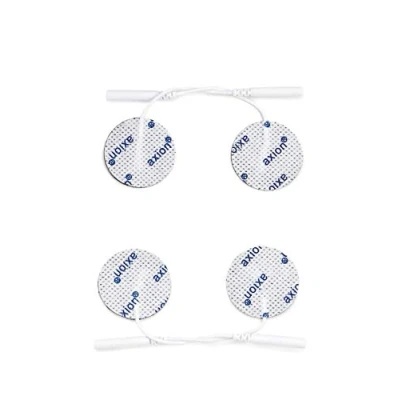 Imagen de 4 electrodos redondos axion Parches de recambio 3,2 cm diámetro para electroestimulador TENS y/o EMS reutilizables y autoadhesivos con conector pin 2 mm
