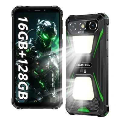 Imagen de OUKITE G5 Movil Resistente(2025), Móvil Irrompible 16GB+128GB/TF 1TB, Batería 6300mAh, 6 Pulgada Teléfono Rugerizado, Cámara 13MP, 900LM Camping/Octa Core/4G Dual SIM/OTG/GPS/IP68 móvil, Verde