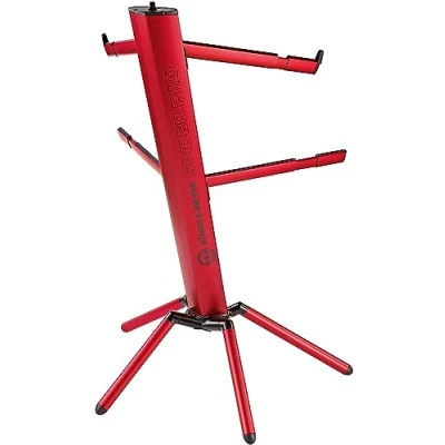 Imagen de K&amp;M 18860 Spider Pro base de teclado rojo 4 brazos soporte para 2 instrumentos, columna inclinada, conexión roscada
