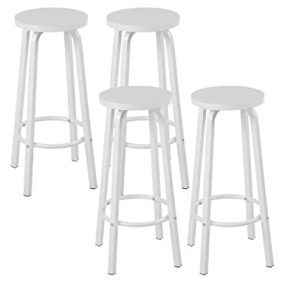 Imagen de WOLTU 4X Taburete de Bar Muebles Cocina Silla Comedor Alto para Salon Estructura Metal, Asiento MDF Blanco BH237ws 4
