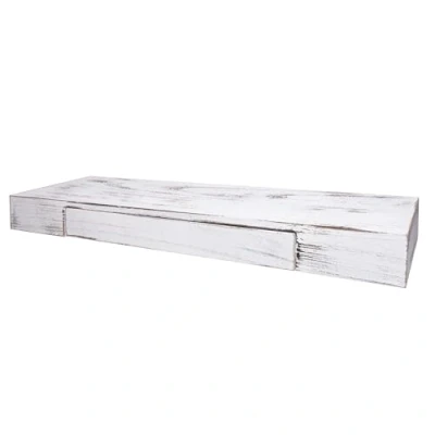Imagen de Décoshop26 Estantería colgante de pared con cajón madera maciza, 8 x 80 25 cm, color blanco envejecido 04_0005180