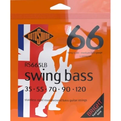 Imagen de Cuerdas Rotosound para bajo eléctrico SWING 66 Stainless SETS 5 str. RS665LB Medium Light 35 120