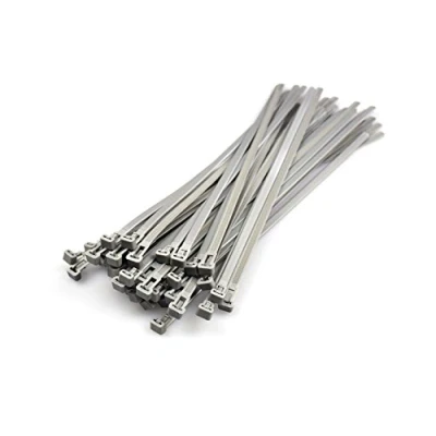 Imagen de 50 unidades de alta resistencia plata reutilizables Bridas 300 mm x 7,2 fuerte nylon Zip Ties