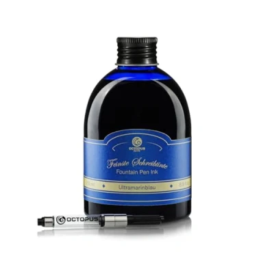Imagen de Octopus Fluids tinta para pluma estilográfica en vaso de tinta, incluye convertidor, estilográfica, azul ultramarino, 30 ml con convertidor