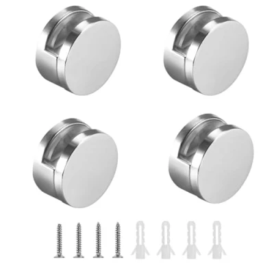 Imagen de 0XBIT Soporte Espejo Pared, 4 Piezas Clip de Vidrio Redondo, Abrazadera Cristal Aleación Zinc, Antioxidante y Anticorrosión, para Baño, Sala Estar, Lugares Públicos