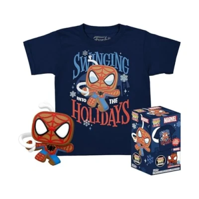 Imagen de Funko Pocket Pop! &amp; tee: Marvel Spider Man Spidey Galleta de Jengibre para Chicos Small (S) Camiseta, Franela Ropa con Minifigura Vinilo Coleccionable Idea Regalo
