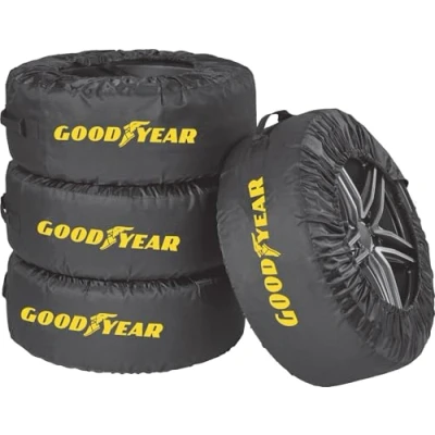 Imagen de GOODYEAR Bolsas para neumáticos de poliéster 600D Transporte, Almacenamiento neumáticos, protección UV, Impermeable, Juego 4 Piezas, Color Negro